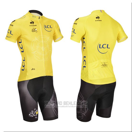 2014 Fahrradbekleidung Tour de France Gelb Trikot Kurzarm und Tragerhose